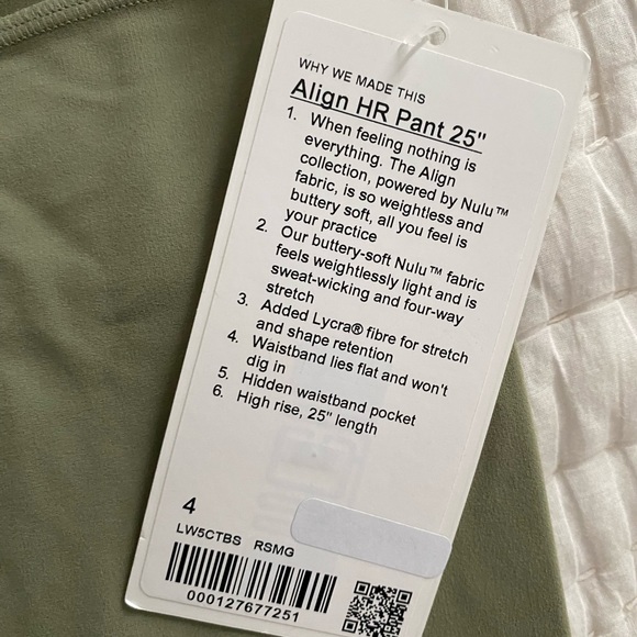 NWT lululemon align HR pants 25” - Picture 3 of 5